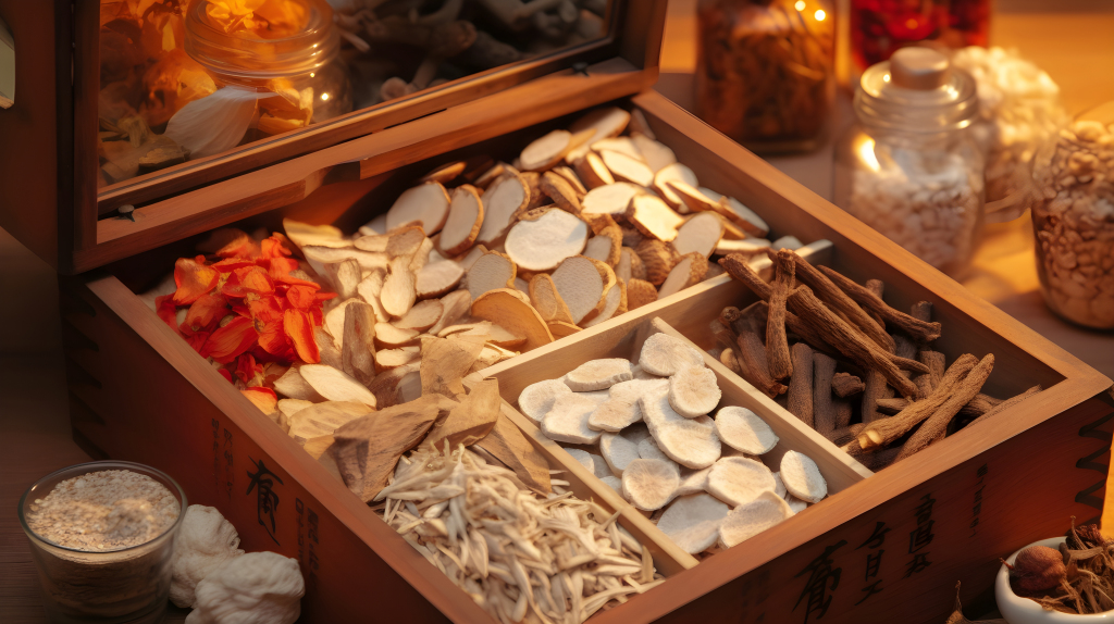 养生大全木盒摄影图片