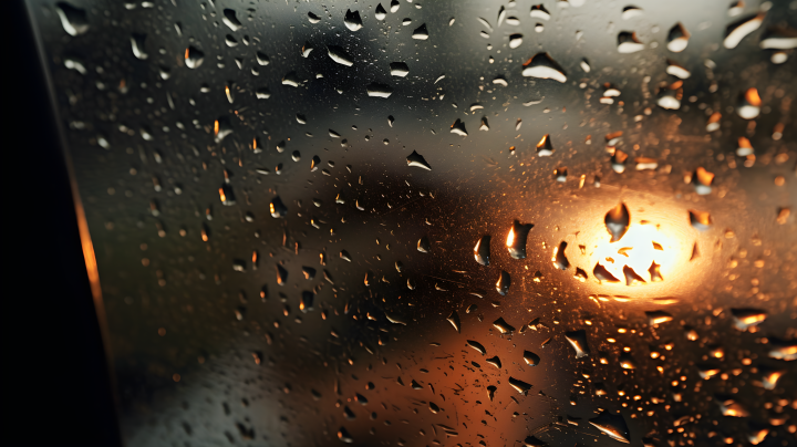 雨滴在汽车后窗上的摄影版权图片下载
