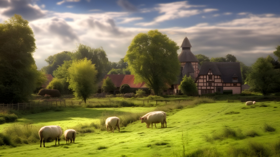 欧洲传统农场实景摄影图片