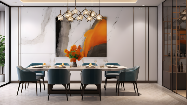 餐厅现代家具大理石墙摄影版权图片下载