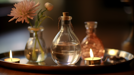 花瓶蜡烛摄影图片
