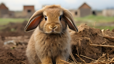田野里的可爱兔子摄影图