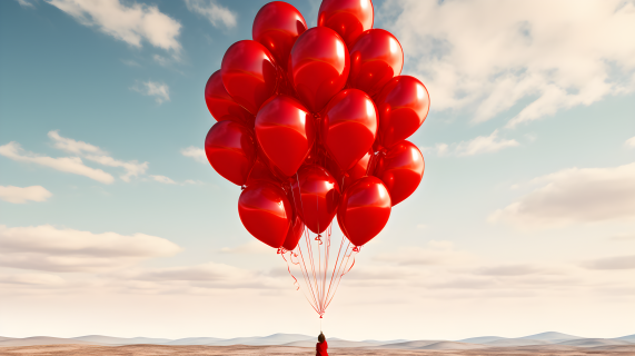 红气球摄影图片