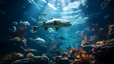 虚拟现实下的深蓝水族馆摄影图