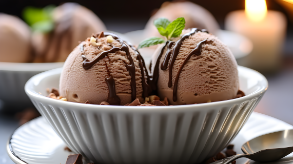 巧克力冰淇淋球摄影图片