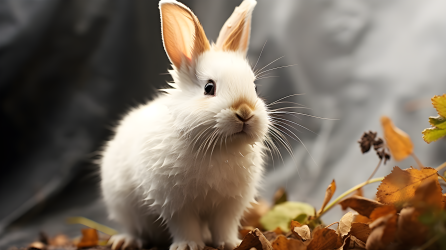可爱白色小兔子摄影图片