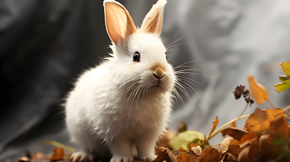 可爱白色小兔子摄影图片