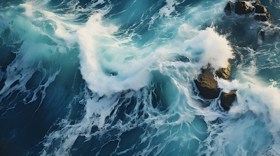 蔚蓝海洋的流动之美摄影图