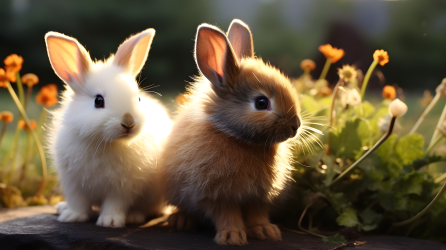 两只可爱的小兔子摄影图片