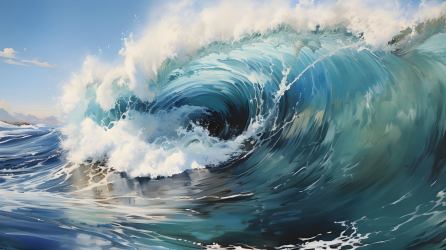 激进环保主义的大蓝色海浪摄影图片