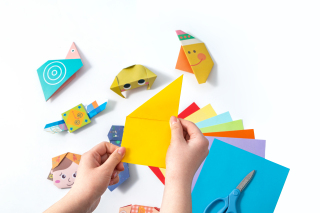 可爱动物折纸摄影图