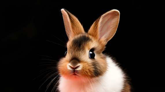 毛茸茸的兔子睁着大眼睛摄影图片