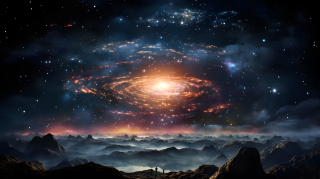 唯美夜空星云摄影图片