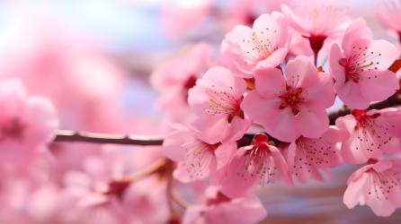 粉色花朵盛开的灌木摄影图片