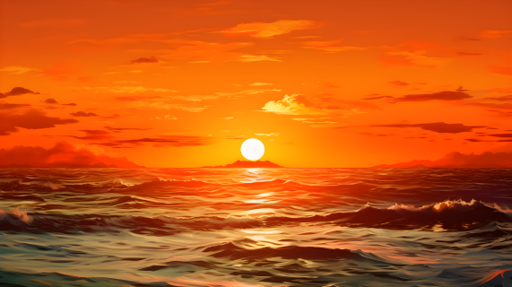 海洋上的橙色太阳摄影图