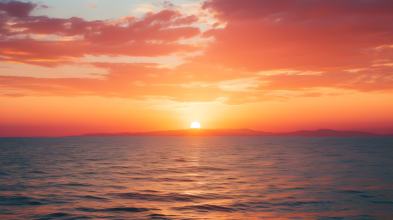 红日燃烧之水，宁静海天风景摄影图
