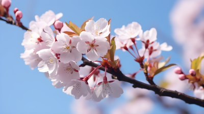 樱花树枝摄影图片