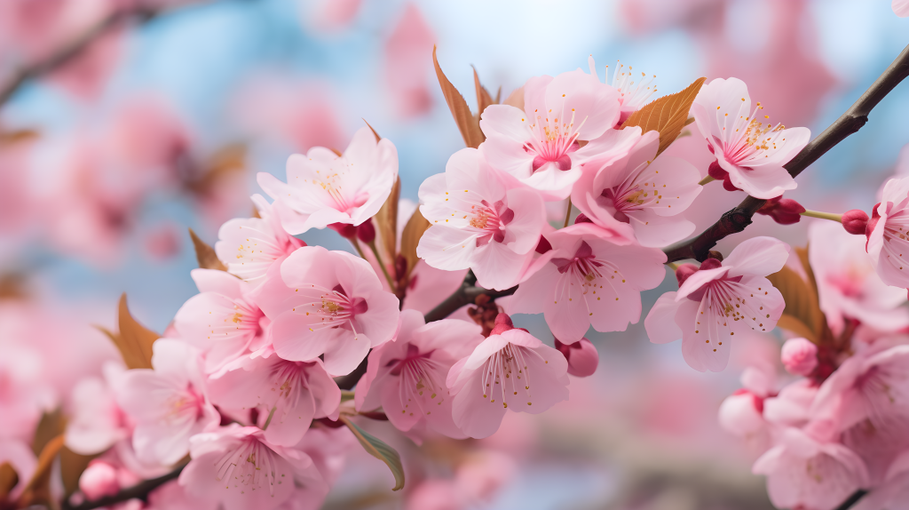 迷人粉色樱花树盛开的摄影图