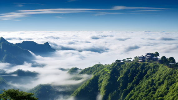 行山山顶云海美景摄影图