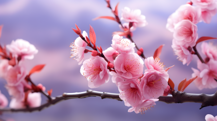 梦幻粉色花朵灌木摄影图