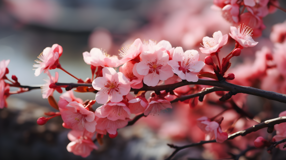 粉色花朵盛开的自然风景摄影图片