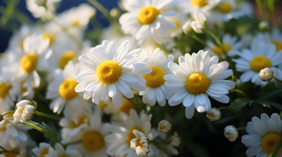 贝雅花园中的白黄雏菊摄影图