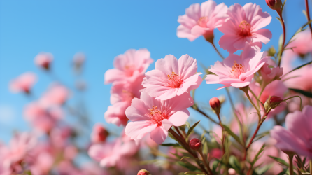 梦幻绽放的粉色樱花树摄影图