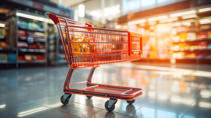 超市购物车摄影图片