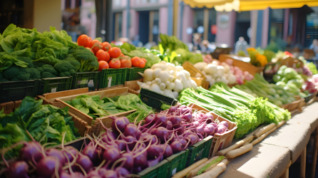 农夫市场的蔬菜光紫与深绿，浅红与浅翠摄影图片