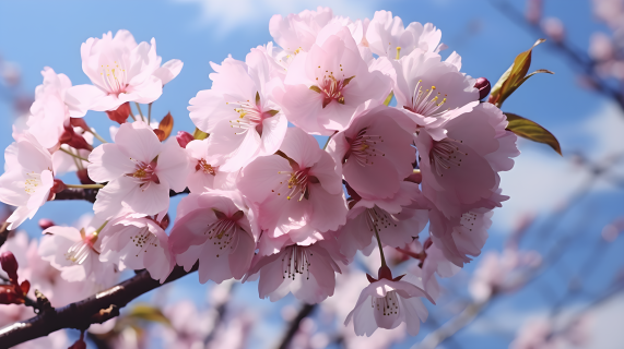 优雅樱花树枝摄影图片