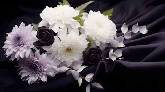 白色和紫色交织的花朵摄影图片