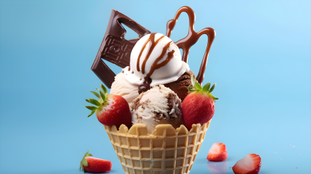 巧克力草莓冰淇淋摄影图