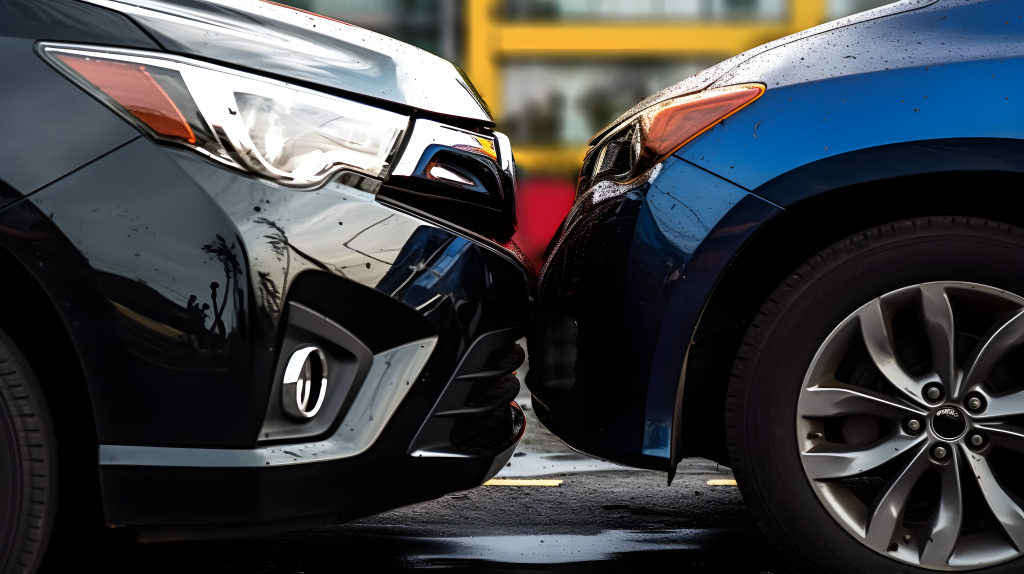 黑银与暗靛蓝色车祸停放摄影版权图片下载