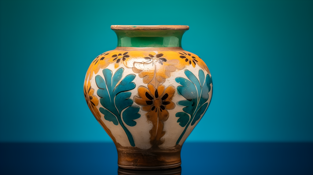 古风彩绘陶瓷花瓶摄影图片