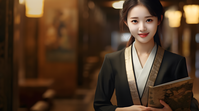 女服务员酒店大堂摄影图片