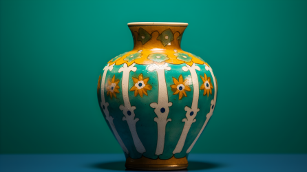 古风绿琉璃陶瓷花瓶摄影图