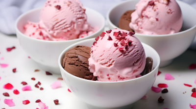 白红巧克力冰淇淋照片