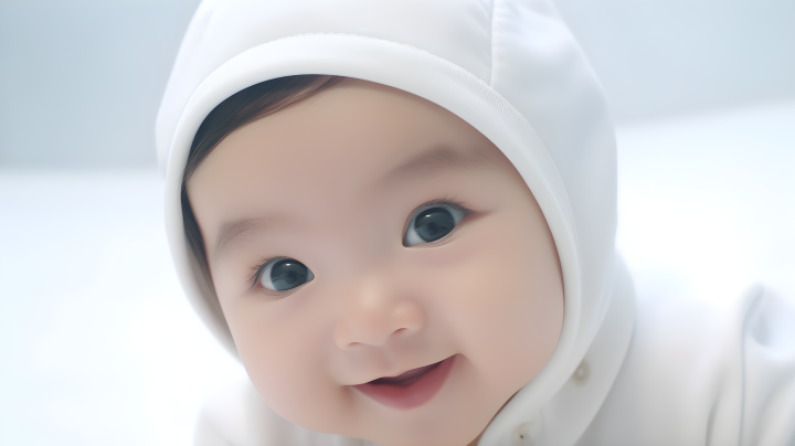 婴儿微笑白色表面摄影版权图片下载