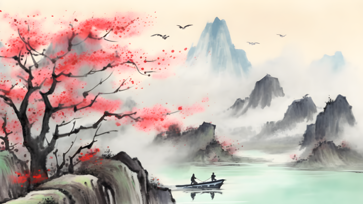 中国传统绘画风格的摄影版权图片下载