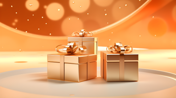 橙色与银色的礼品盒摄影图片