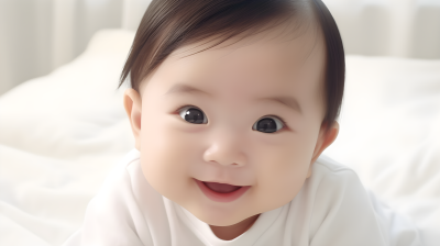 中国风婴儿微笑白纹理摄影图