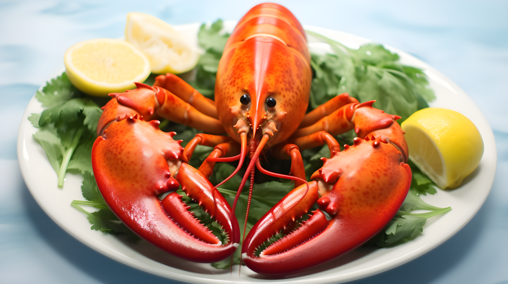 明亮逼真的大红色龙虾摄影图片