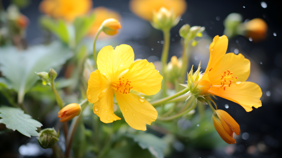 柔和有机风格的黄色花朵摄影图