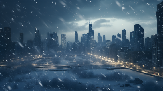 芝加哥城市圣诞朋克风摄影图片