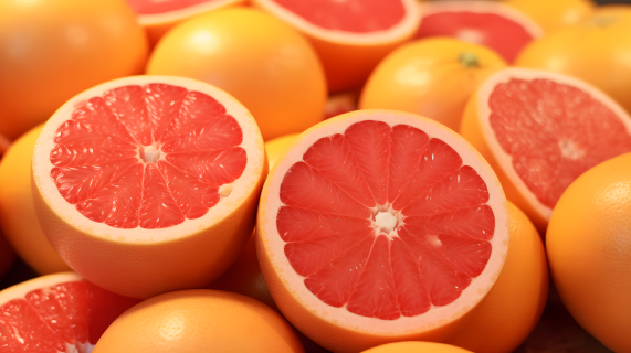 鲜美多汁的柚子堆叠摄影图片