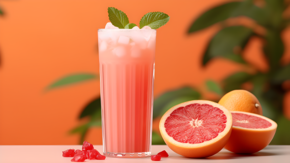 清新柚子汁摄影图片