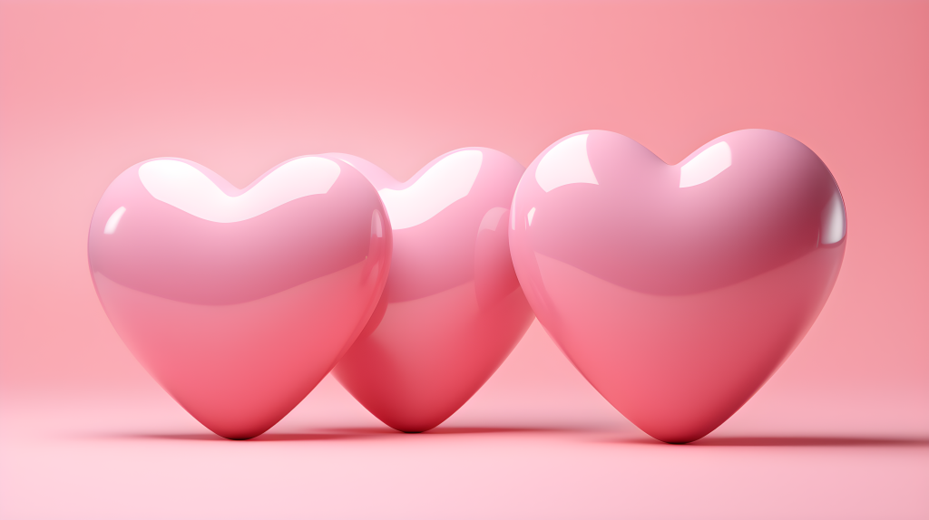 甜蜜心形雕塑粉色背景摄影图片