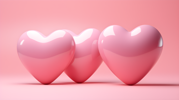 甜蜜心形雕塑粉色背景摄影图片