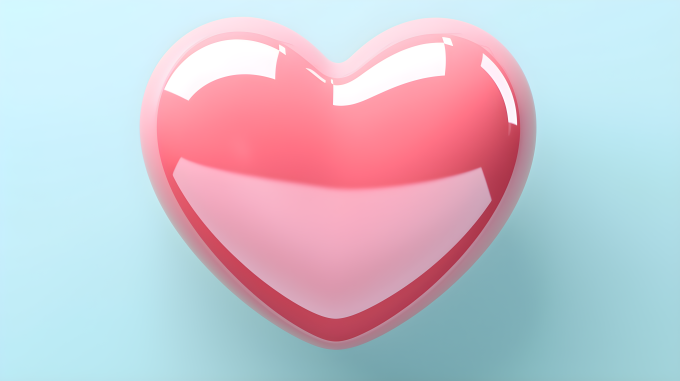 蓝色背景上的粉色爱心摄影图片