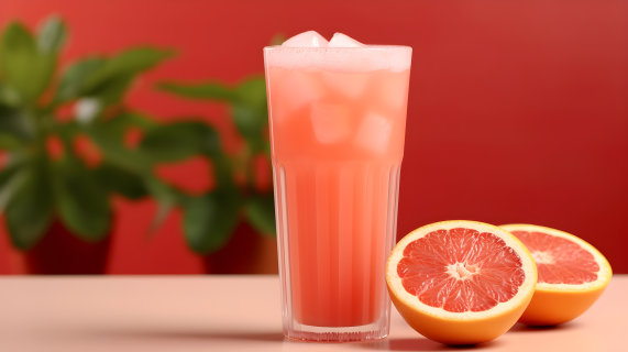 清香可口的葡萄柚汁摄影图片